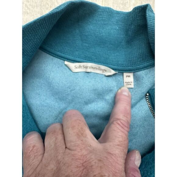 Soft Surroundings Adalyn Pullover 1/4 Zip Harbor Blue NWTs Petite M - Picture 3 of 6